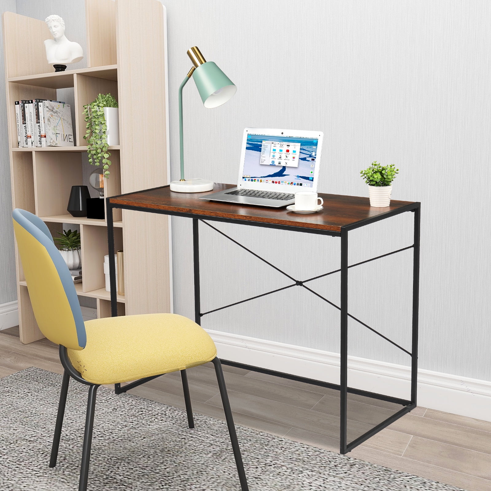 Zeny writing computer desk modern simple study desk industrial 2024 style folding laptop table for home office notebook desk