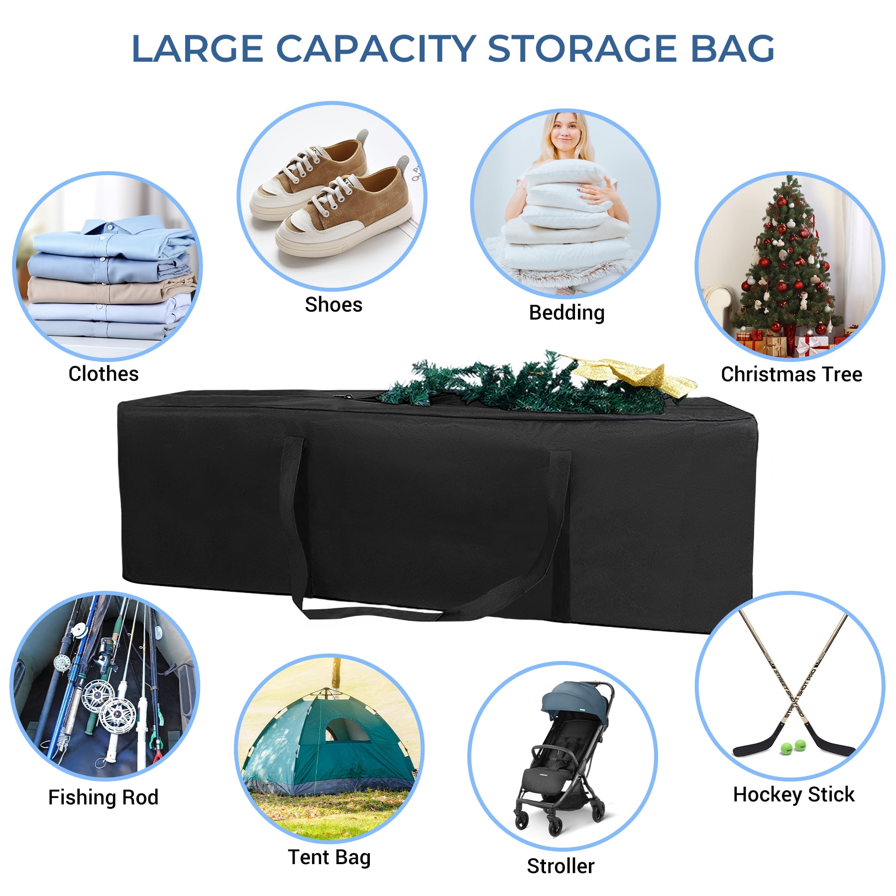 INFANZIA 60" Travel Duffle Bag -334L Extra Large Sports Duffel Luggage Bag Large Holdall with Upgrade Zipper for Equipment Storage, Moving House, Sturdy & Water Resistant, Black