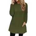 thumbnail image 2 of YEJIMAN Long Sleeve T-shirt, Green T-Shirts For Women, Full Size Pocketed Round Neck Long Sleeve T Shirt Women's Spring and Autumn Pocket Round Neck Long Sleeve T Shirt Casual Loose Top, Big & Tall, 2 of 5