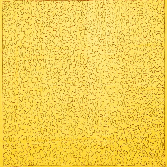 Ahgly Company Indoor Square Abstract Yellow Contemporary Area Rugs, 4' Square