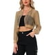 thumbnail image 4 of Chaqueta Bomber Crop INSPIRE CHIC para mujer, ligera de malla transparente, de manga larga, talla M, color caqui, 4 of 5