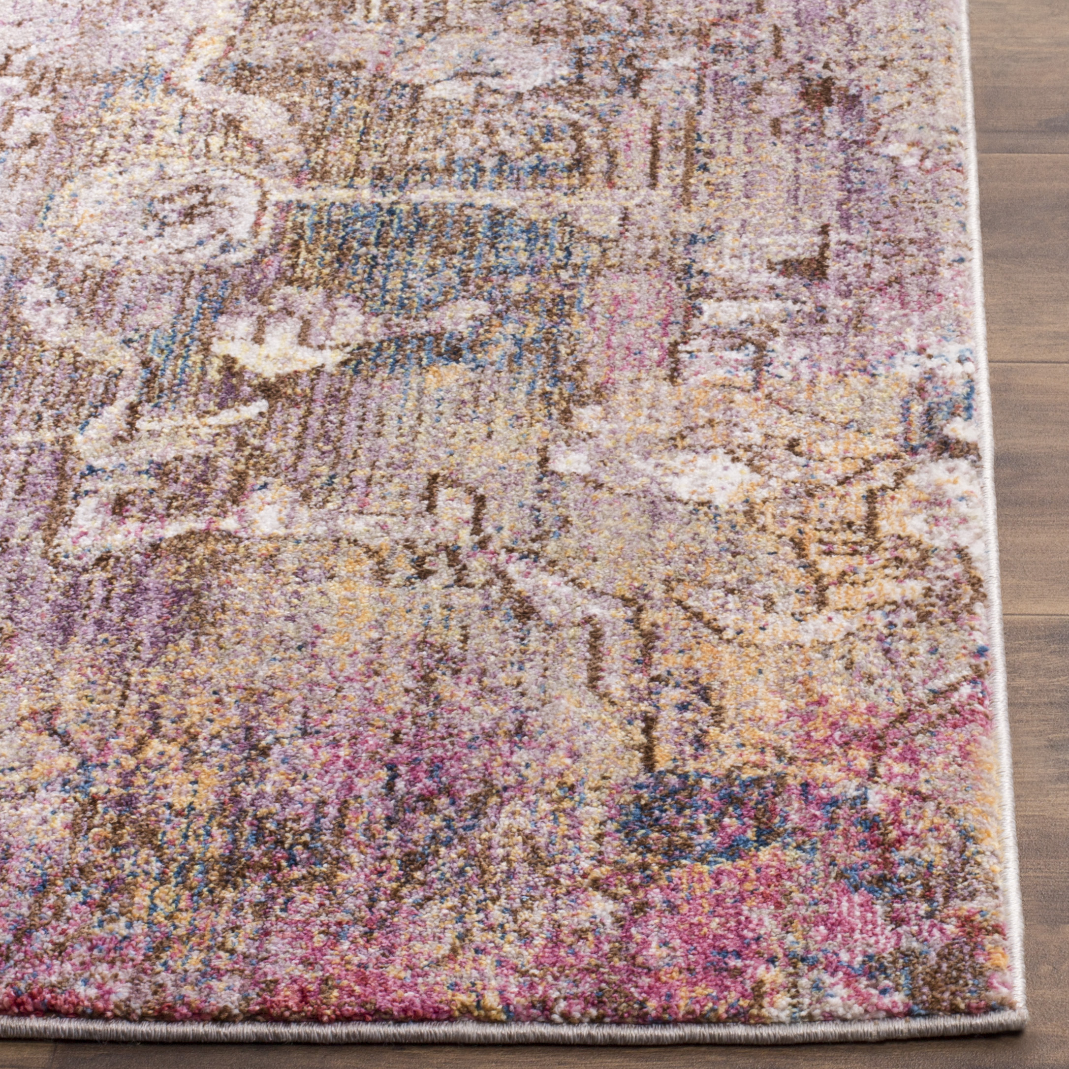 SAFAVIEH Bristol Letha Floral Polyester Area Rug, Pink/Gray, 6' x 9'