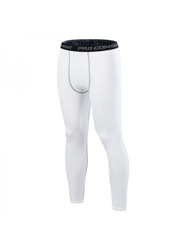 Activewear Mens Compression Pants Long Base Layer Running Yoga Gym Black&White M 