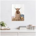 thumbnail image 3 of Kate and Laurel Highland Cow Traditional Laundry Framed Canvas Wall Art by Amy Peterson 18 x 24 Sylvie White, Farmhouse, Animals, Humor Art for Wall Decor, Living Room, Bedroom, 3 of 8