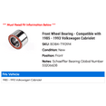 thumbnail image 2 of Front Wheel Bearing - Compatible with 1985 - 1993 Volkswagen Cabriolet 1986 1987 1988 1989 1990 1991 1992, 2 of 2