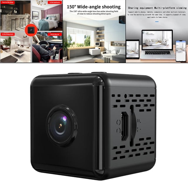 Mini cámara espía inalámbrica 1080P detección de movimiento ejercicio pequeña con soporte cámara de definición pequeña videocámara DV para 4K negro shamjiam Mini cámara