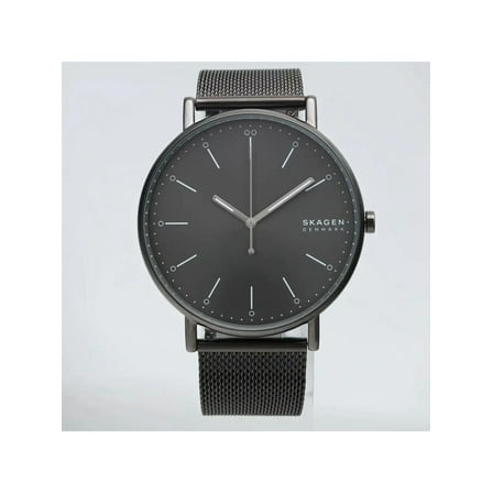 New Skagen Signatur Steel 45mm Gunmetal Gray Dial Mesh Men Quartz Watch SKW6549