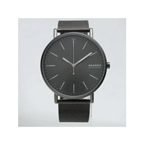 New Skagen Signatur Steel 45mm Gunmetal Gray Dial Mesh Men Quartz Watch SKW6549