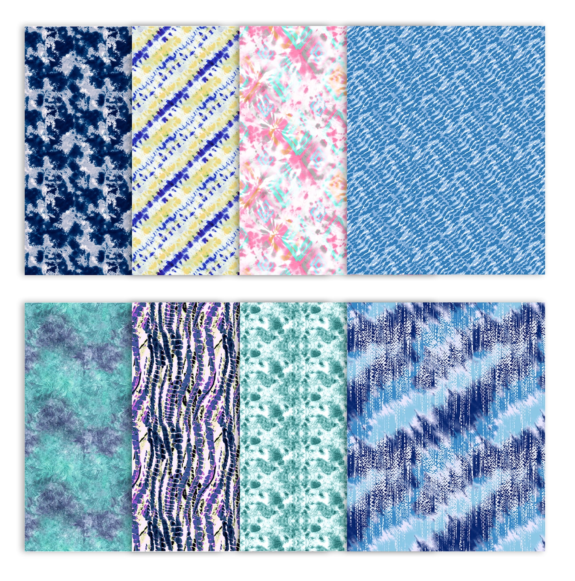 Soimoi 8 Pc Fat Quarter Bundle- Tie & Dye Print 18"x 22" DIY Patchwork- 100% Cotton Pre-Cut Quilting Fabric Multicolor