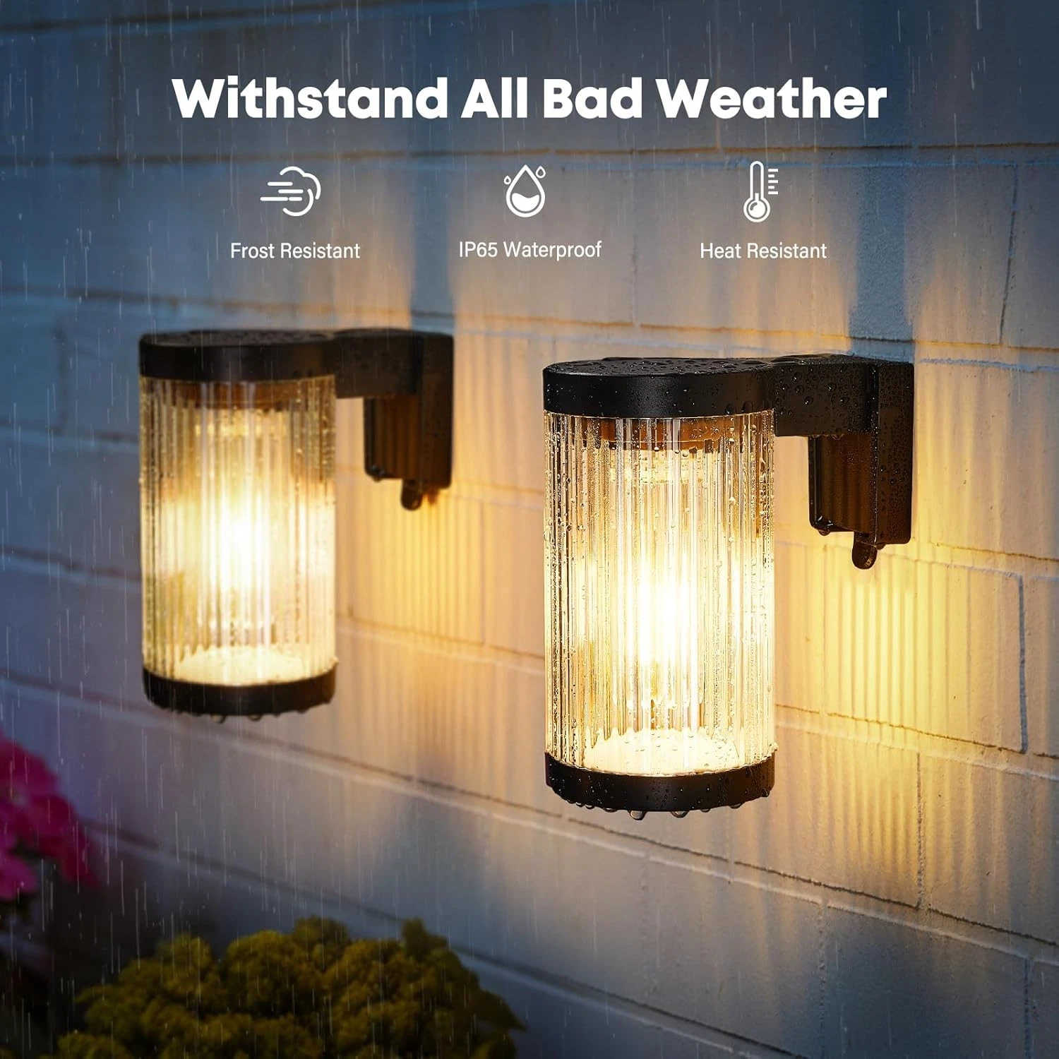 Solar Wall Lights Outdoor Dusk To Dawn – IP65 Waterproof LED Sconce With Warm White & RGB Modes, Modern Square Design For Fence, Porch, Patio, Garden (4 Pack)