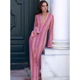 thumbnail image 6 of Womens Crochet Bell Long Sleeve V Neck Loose Maxi Dress Boho Eyelet Long Sundresses with Slit Rose Red L, 6 of 9