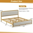 thumbnail image 3 of Costway King Gold Metal Bed Frame Upholstered Platform Bed with Velvet Headboard, 3 of 10