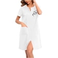 thumbnail image 5 of Tnhcen Women's Valentine's Day Long Nightgown Polyester Spandex Double Brushed Soft Comfortable Zipper Front Pocket Heart Print Pajama Sleepwear Dress M-2XL, 5 of 6