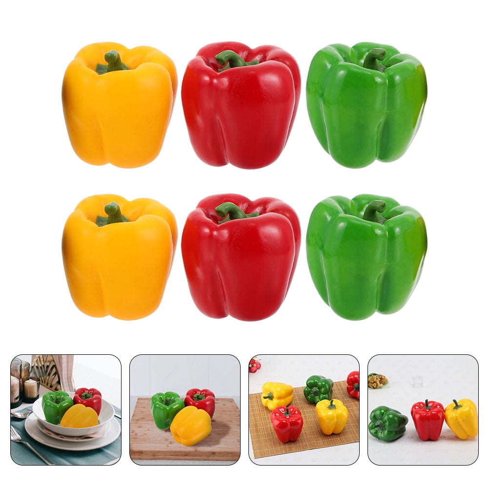 3 Designer One Artificial Faux Fake Artificial Green Bell Pepper Vegetable 
