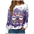 thumbnail image 4 of larppty Christmas Sweatshirts Womens Ugly Xmas Wine Glass Pattern Funny Holiday Pullover Christmas Costumes (Purple, S）, 4 of 9