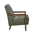 thumbnail image 5 of Lenie Accent Armchair- Button Tufted Green Leather- Walnut Brown Wood, 5 of 6