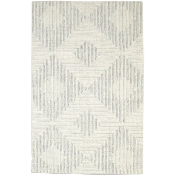 4' X 5' Rug Wool Grey Modern Hand Tufted Scandinavian Trellis Room Size ...