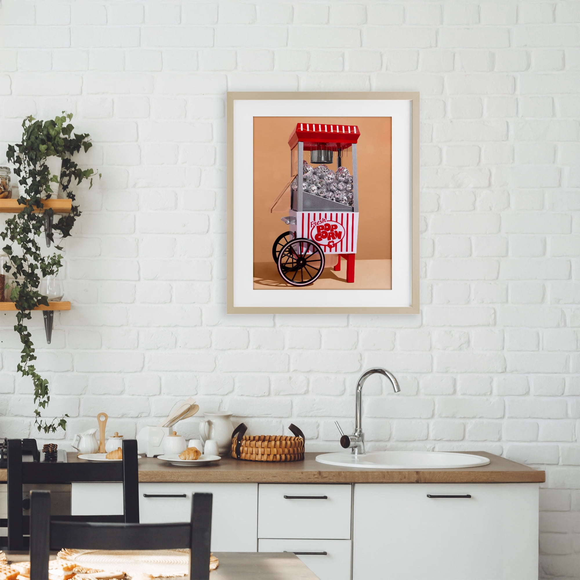 Stupell Industries Retro Disco Popcorn Machine Birch Framed Print Under Glass, design by LISH Creative