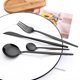thumbnail image 2 of 40 Piezas Juego de cubiertos de acero inoxidable: cubiertos para la cena - utensilios de cubierta con tenedores/cucharas/cuchillo para comer Servicio para 10 (Negro), 2 of 4