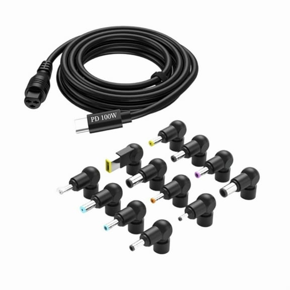 12 Piece Universal USB C Charger Adapter with DC5.5 Port Adapters PD100W Fast Charging Cable 2M For Laptop Phone Tablet
