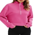 thumbnail image 3 of Women Half Zip Sweatshirts Stand Collar Long Sleeve Pullover Tops, 3 of 5