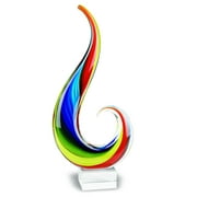 Elegant and Modern Murano Style Art Glass Colorful Centerpiece for Home Decor - Rainbow Note, 16 Inches
