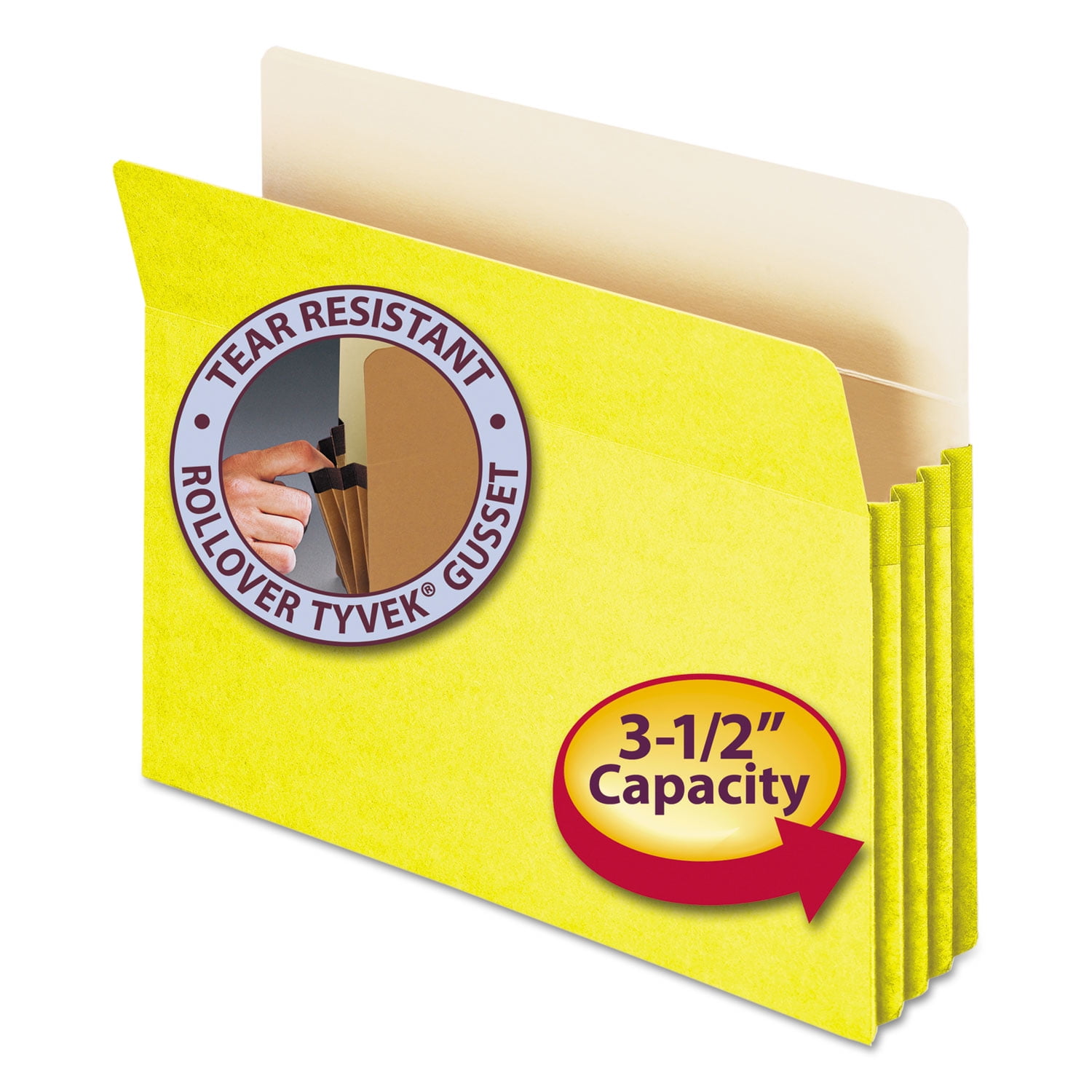 Smead 3 1/2' Exp Colored File Pocket Straight Tab Letter Yellow 73233