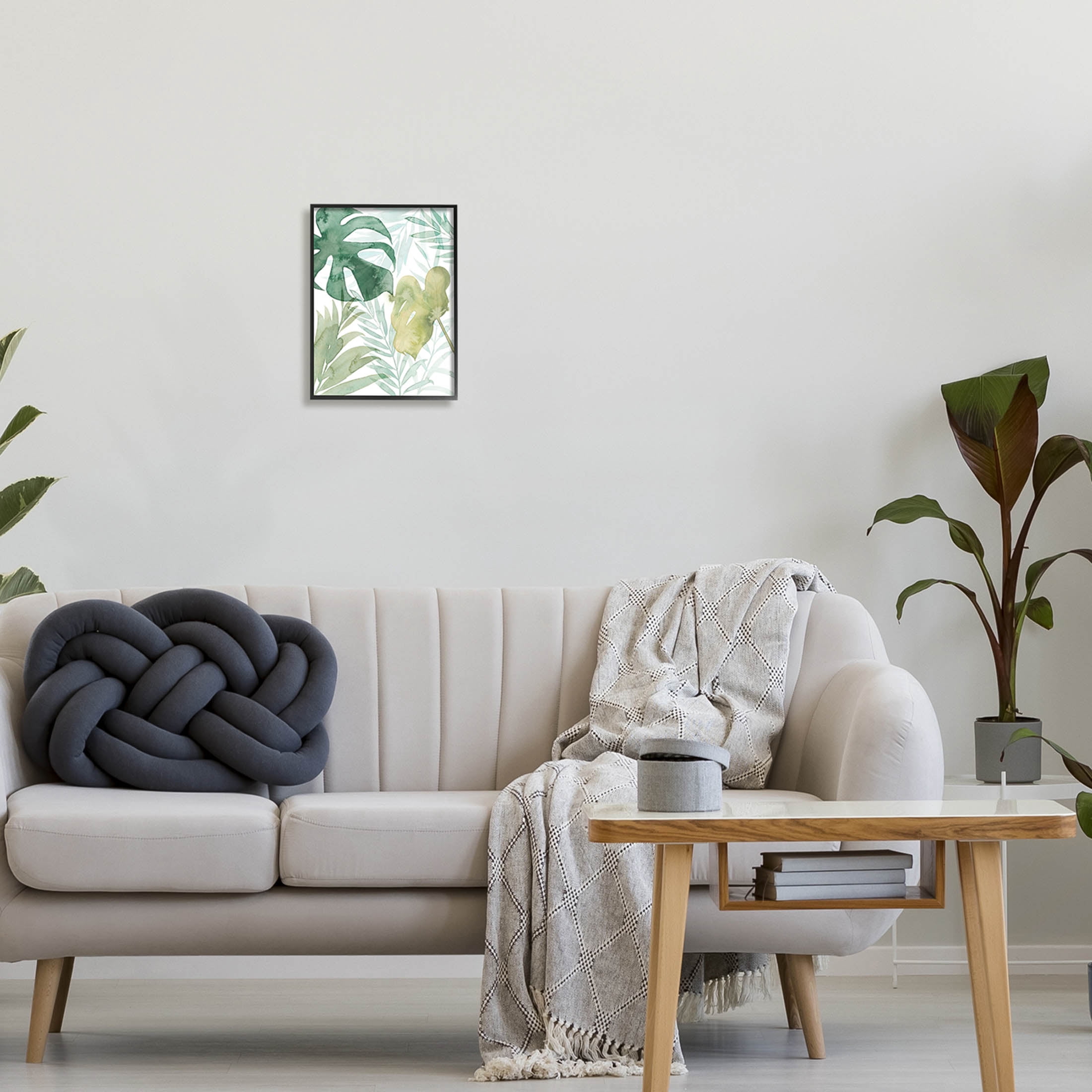 Layered Tropical Botanical Leaves Botanical & Floral Graphic Art Black Framed Art Print Wall Art