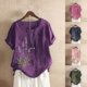 thumbnail image 1 of Fiudx Liquidación de Ahorros de Verano Camiseta de Verano con Cuello Redondo y Manga Corta para Mujer, Informal, con Botones Impresos, 1 of 3