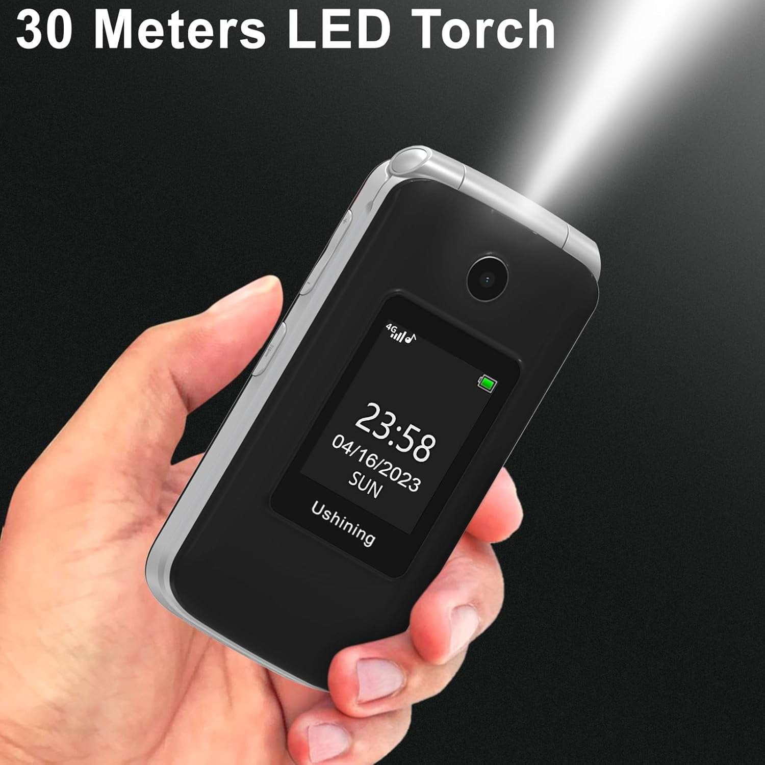 4G Elderly Portable No Contract Foldable Portable Simple Big Button Elderly Mobile Phone with Charging Station Emergency Call Button Dual SIM Card Free 1200Mah Battery