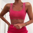 thumbnail image 2 of JFHHQ Women's Mesh Rhinestone Crop Tank top Fashionable See Through Blouse for Outfits M Pink, 2 of 4