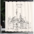 thumbnail image 3 of Ambesonne Poland Shower Curtain, Historic Warsaw Poland City, 69"Wx70"L, Ivory and Black, 3 of 4