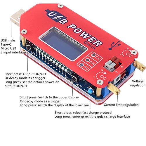 Convertidor de voltaje USB Buck Boost, 15W LCD Step Up Down Módulo de
