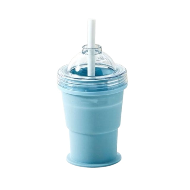 Vaso plegable de silicona de grado alimenticio para hacer bolas de hielo con pajita, vaso portátil para viajes, ideal para excursiones de verano, acampadas, picnics y desplazamientos. Vaso de hielo