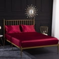 thumbnail image 4 of Piece Solid Color Satin Bed Sheet Set 1 x Fitted Sheet 198203 cm 2 Person with 35 cm Deep Pocket, 1 x Flat Sheet and 2 x Pillowcases, Burgundy Red, 4 of 5