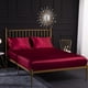 thumbnail image 4 of Piece Solid Color Satin Bed Sheet Set 1 x Fitted Sheet 198203 cm 2 Person with 35 cm Deep Pocket, 1 x Flat Sheet and 2 x Pillowcases, Burgundy Red, 4 of 5