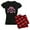 With Red Plaid Pant, variant on CafePress - Worn Pink Skull And Crossbones Women's Dark Pajama - Women's Short Sleeve Print T-Shirt and Pants Dark Cotton Pajama Set