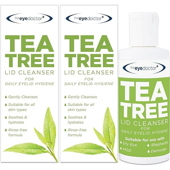 The Eye Doctor Tea Tree Lid Cleanser Twin Pack - 2X 100ml – Daily Hygiene Remove Debris & Make-up Eyelid Eyelashes – Suitable for Sensitive Eyes – Tea Tree Oil Argan Oil Coconut Oil & Micellar Water