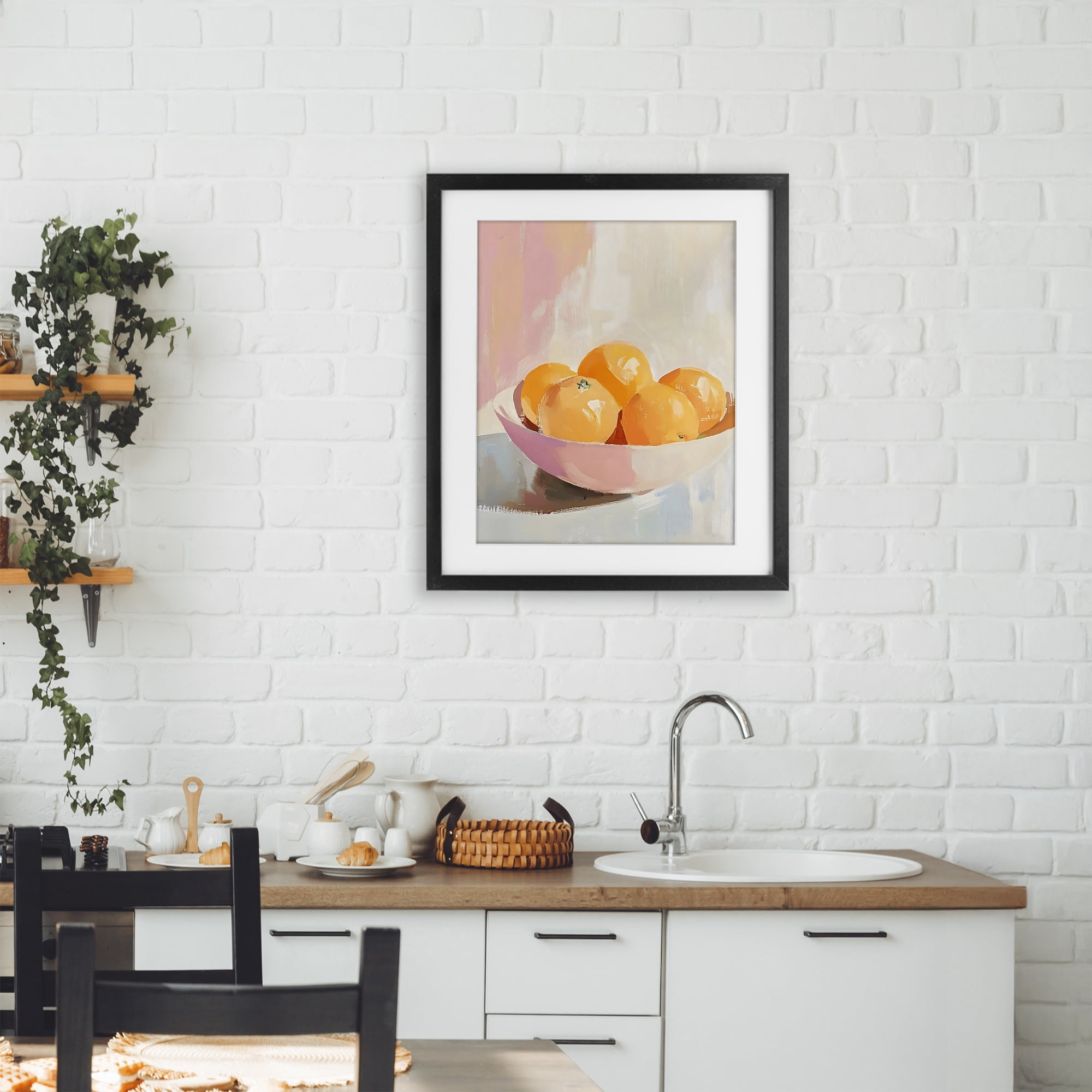 Stupell Industries Pastel Bowl of Oranges Black Framed Print Under Glass, design by The Prints Vibe