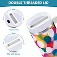 thumbnail image 3 of Yayeee 40oz Stainless Steel Tumbler with Straw and Handle Double-Wall Insulated Travel Water Bottle, White Colorful Circles, 3 of 8