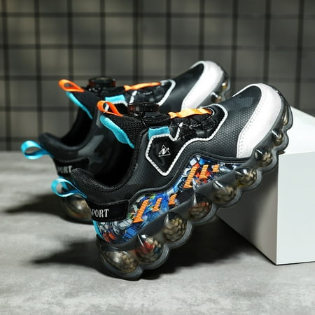 

Boys Girls Basketball Shoes Trendy Lightweight Comfy Athletic Shoes Outdoor Non Slip Walking Shoes With Rotating Button For Toddler Children Kids Sneakers Spring And Summer