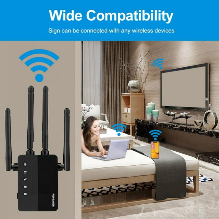Krevi WiFi Extender, 5G 1200Mbps Dual Band WiFi Extenders Signal Booster  for Home, Device Servers WiFi Booster Covers Up to 7000 Sq.ft and 20 Devices