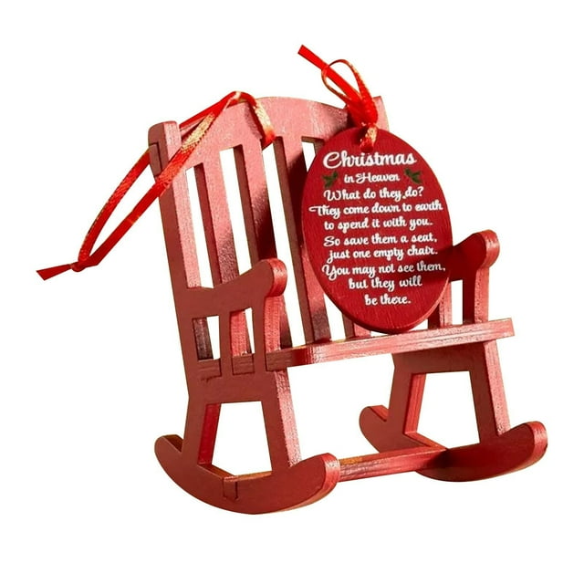 Wooden Craft Mini Rocking Chair Christmas Decoration Includes Label And Red Bag For Holiday Display And Memorial Decorations In Traditional Style