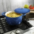 thumbnail image 4 of Crock-Pot 5 Quart Round Enamel Cast Iron Covered Dutch Oven Food Cooker, Blue, 4 of 5
