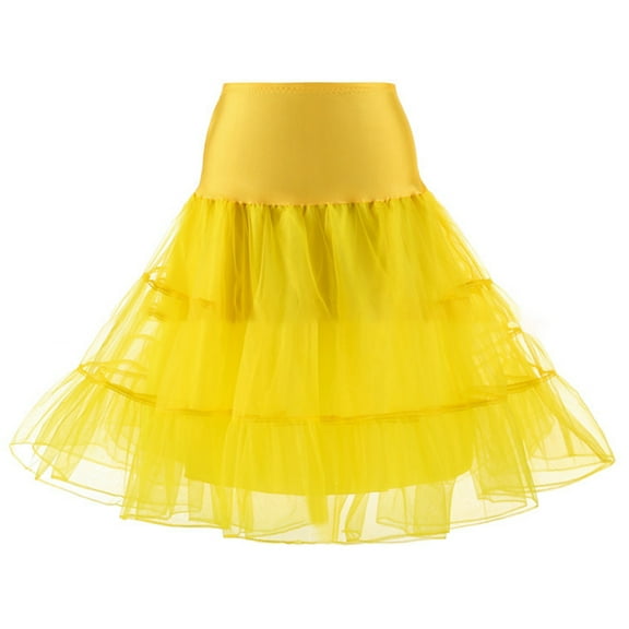 Aellinatey Women 50s Vintage Tulle Flared Petticoat Solid Color Half Slip Tutu Underskirt