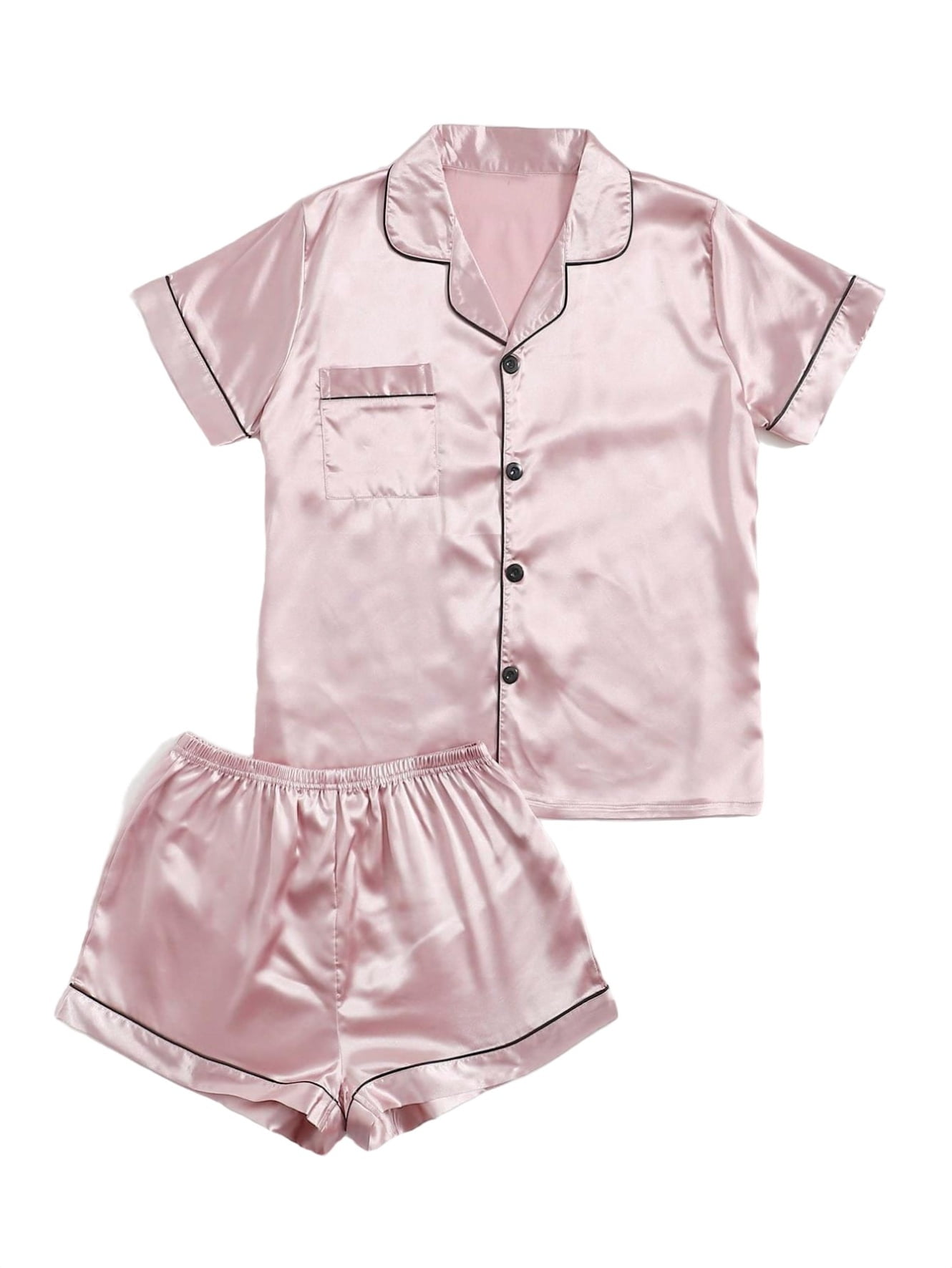 Womens Pajama Sets Button Front Lapel Sleepwear Dusty Pink XS - Walmart.com