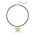 thumbnail image 1 of Collar ENSKEFEN Estrella de Mar Dorada Mate con Cadena de Goma Negra, 1 of 7
