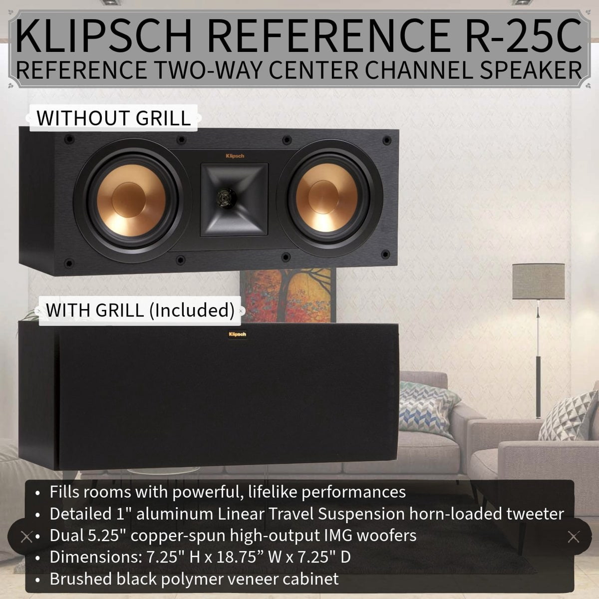 Klipsch Reference 5.0 Home Theater Pack with 2x R-26FA Floorstanding Speaker, R-25C Center Channel Speaker and 2x R-14M Bookshelf Speaker, Black