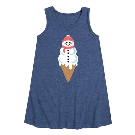 

Instant Message - Snowman Ice Cream - Toddler & Youth Girls A-line Dress
