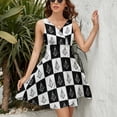 thumbnail image 3 of Freemason Checkered Pattern Dress Fashion Beach Long Dresses Female Party Printed Sundress, 3 of 7